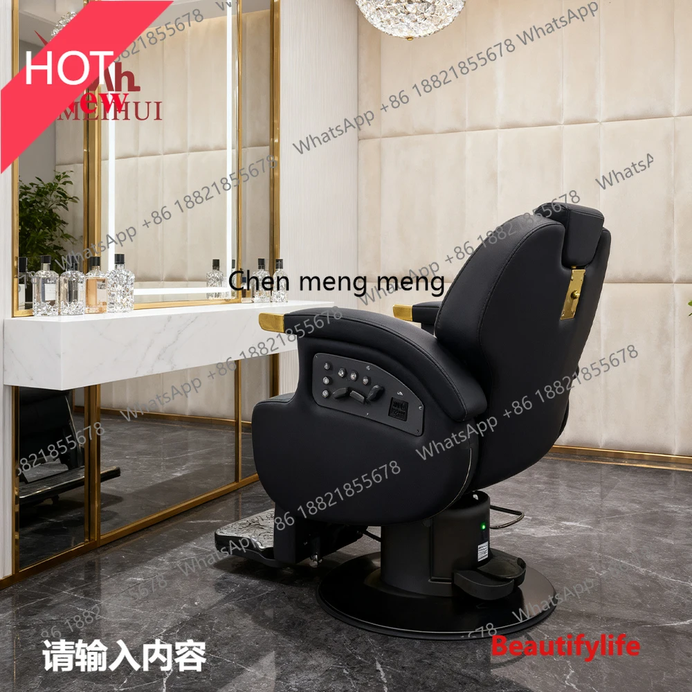 

02A New adjustable black leather berber chairs electric swivel reclining barber chair with heating function