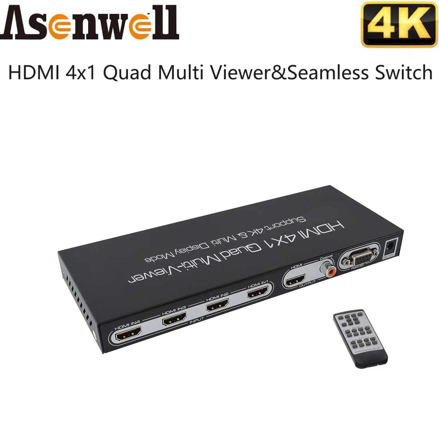 

4K HDMI Quad Screen Multiviewer 4x1 1080P 4 in 1 out HDMI Multi Viewer Seamless Switcher 5 Display Modes for Camera Laptop PC TV