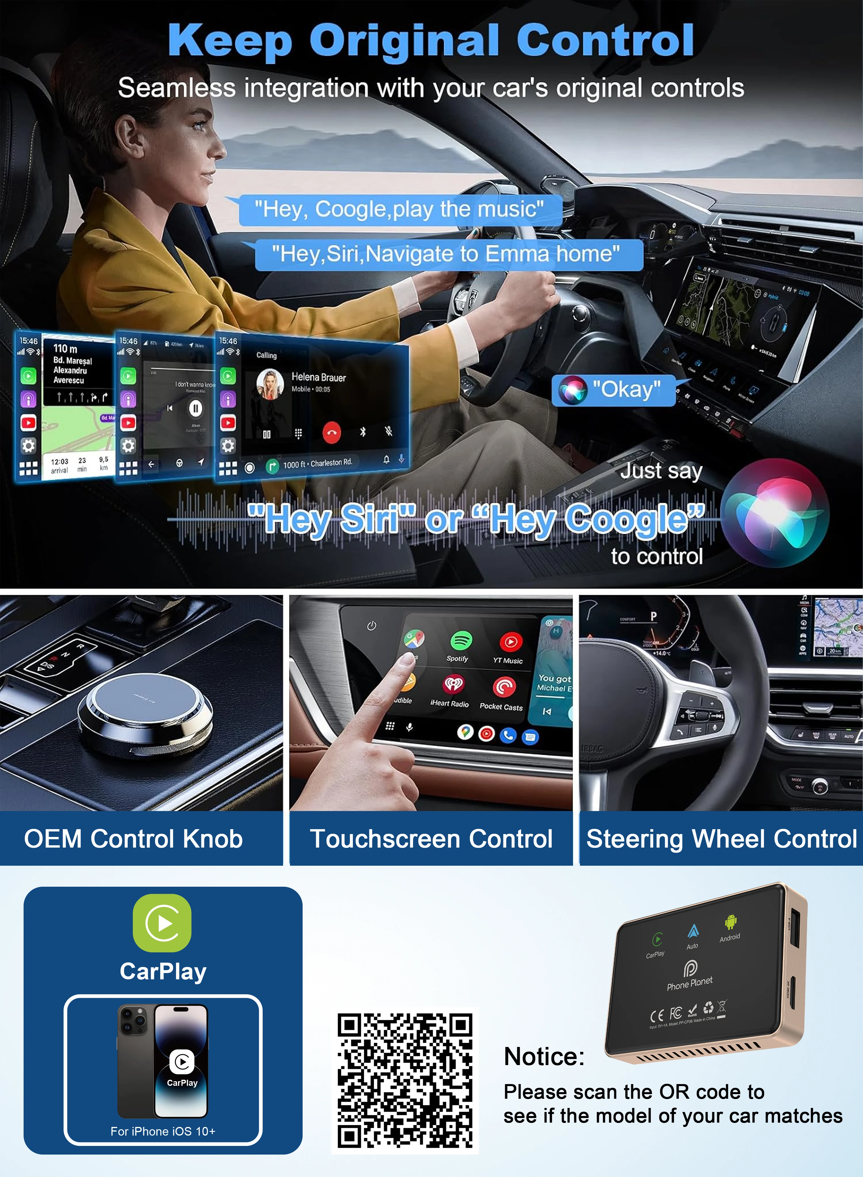 2026 CarPlay AI Box Android 12.0 Android Auto Беспроводной адаптер CarPlay 2,4 + 5GGPS 8G 64G FOTA Обновление Встроенный вентилятор с HDMI