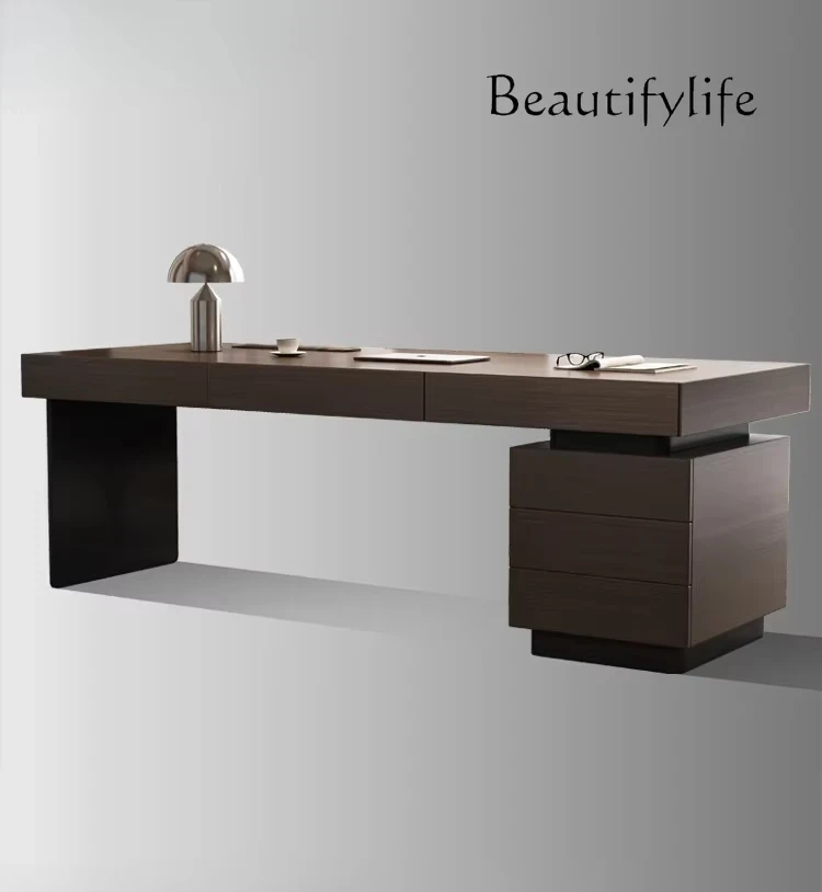 

Italian minimalist household high-end light luxury designer computer desk solid wood design desk