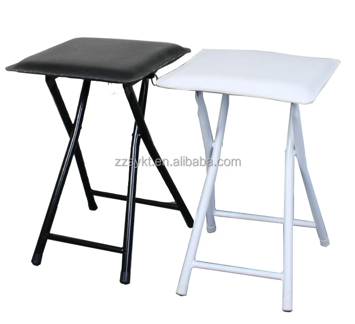 Factory price square PU upholstered metal folding step stools