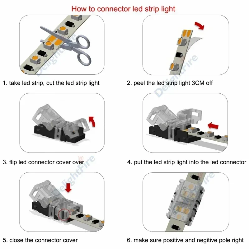 LED Connector Terminal 2/3/4/5/6 Pin LED Strip Connectors For 8mm 10mm 12mm Waterproof WS2811 WS2812B 5050 3528 LED Strip Light