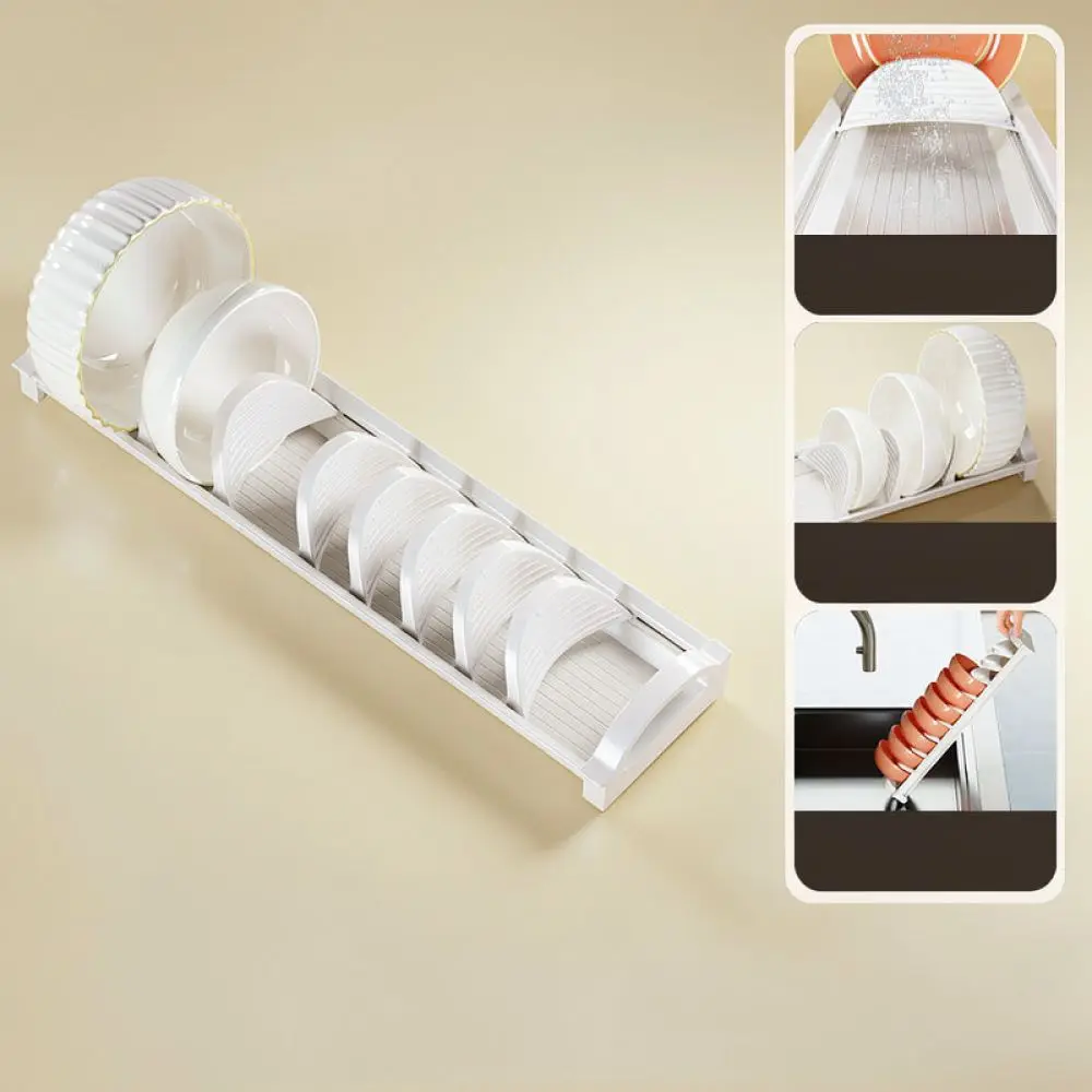 Kitchen Cabinet Drawer Organizer Pull Out Dish Rack Drainer Storage Shelf Metal Basket Tableware Holder Organizer Tray
