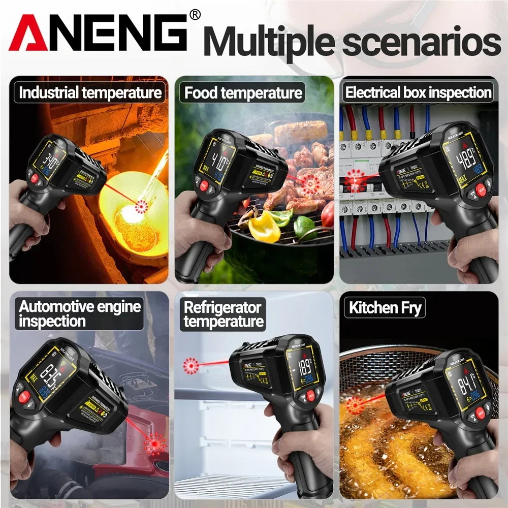 ANENG TH203 スマート工業用赤外線温度計 -50~600 ℃    メーター非接触高温計テスター IR 湿度計工業用ツール