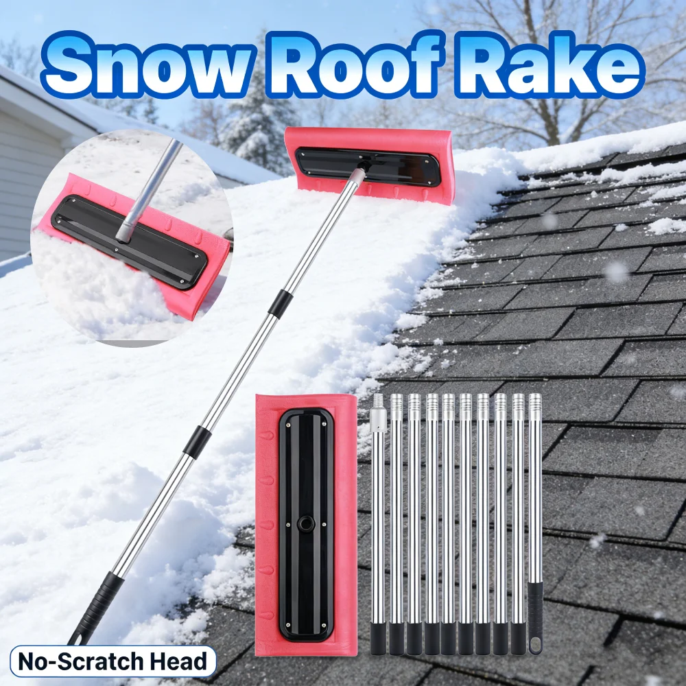 

Снегоуборочная щетка для крыши 2-4 м с нецарапающейся пенопластовой насадкой, инструмент для зимней уборки снега, экономия времени для очистки лобовых стекол и солнечных панелей