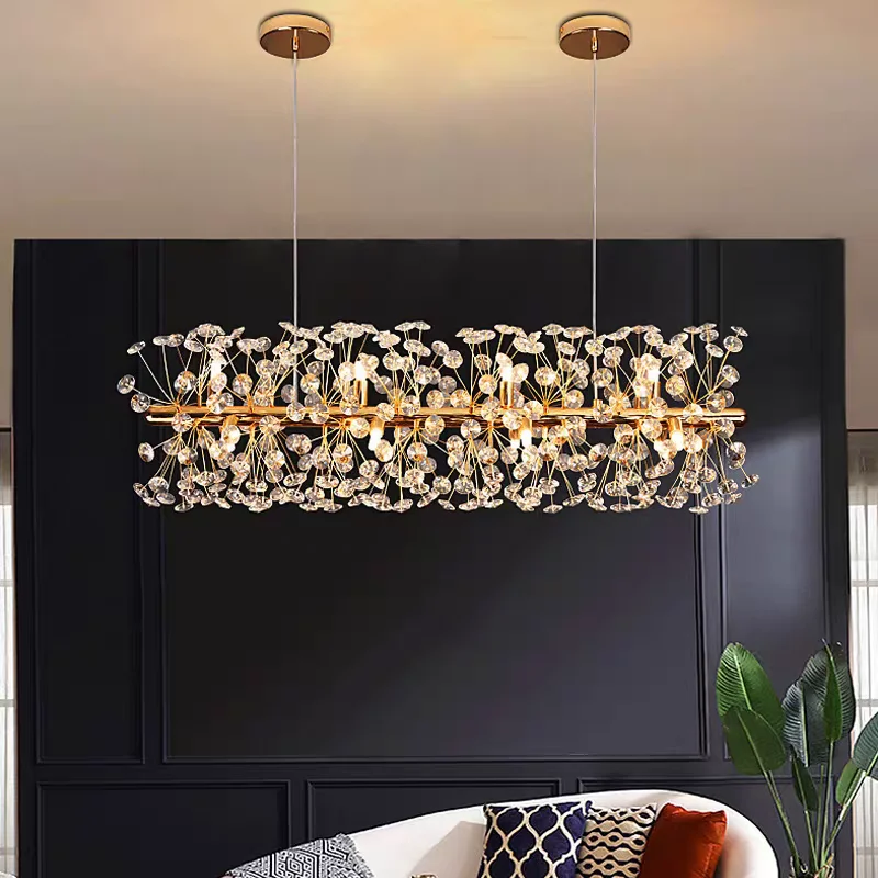 Modern Luxury Crystal Chandelier Living Room Restaurant Atmospheric Golden Branch Sunflower Shaped High-end Lighting Fixtures