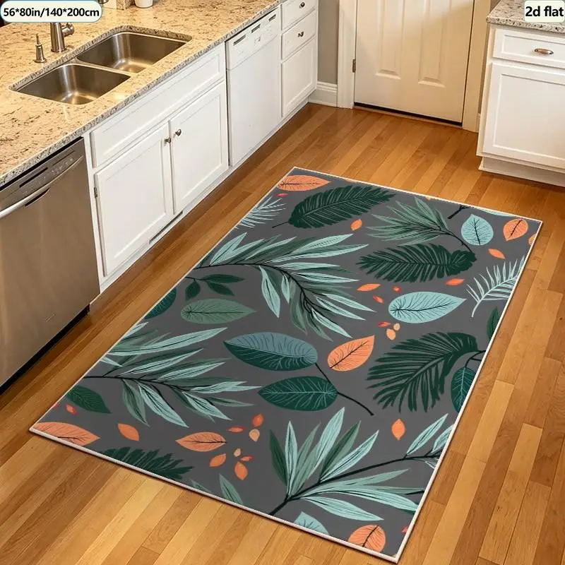 1 Piece Tropical Leaf Fabric Rug, Soft Comfortable All Season, Lightweight Easy to Care, Home Decor for Living Room, Bedroom, Hallway, Autumn Winter
