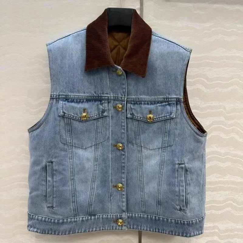 

Women's autumn and winter new denim vest jacket sleeveless high-quality cotton fashion casual vest