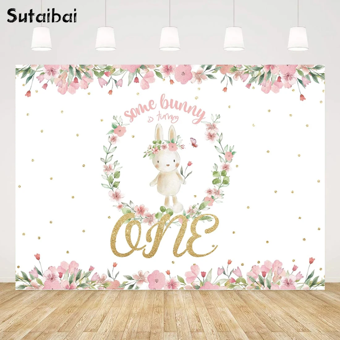 

Bunny 1st Birthday Backdrop for Girl Easter Some Bunny Is Turning One Party Backdrops for Photography Easter Rabbit Background