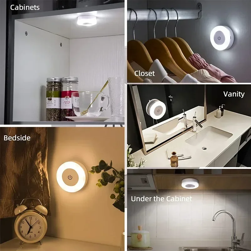 Luz Nocturna LED con Sensor táctil, lámpara de pared con Base magnética recargable por USB, 3 modos, atenuación portátil, decoración de habitación