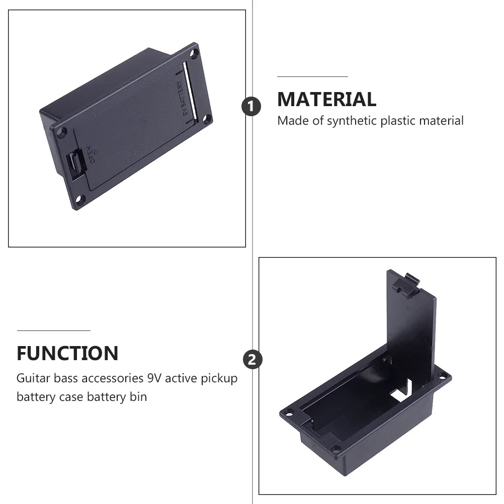 

2Pcs Pickup Box Safe Synthetic Plastic Durable Replacement for Guitar Bass Active Pickup Holder Case