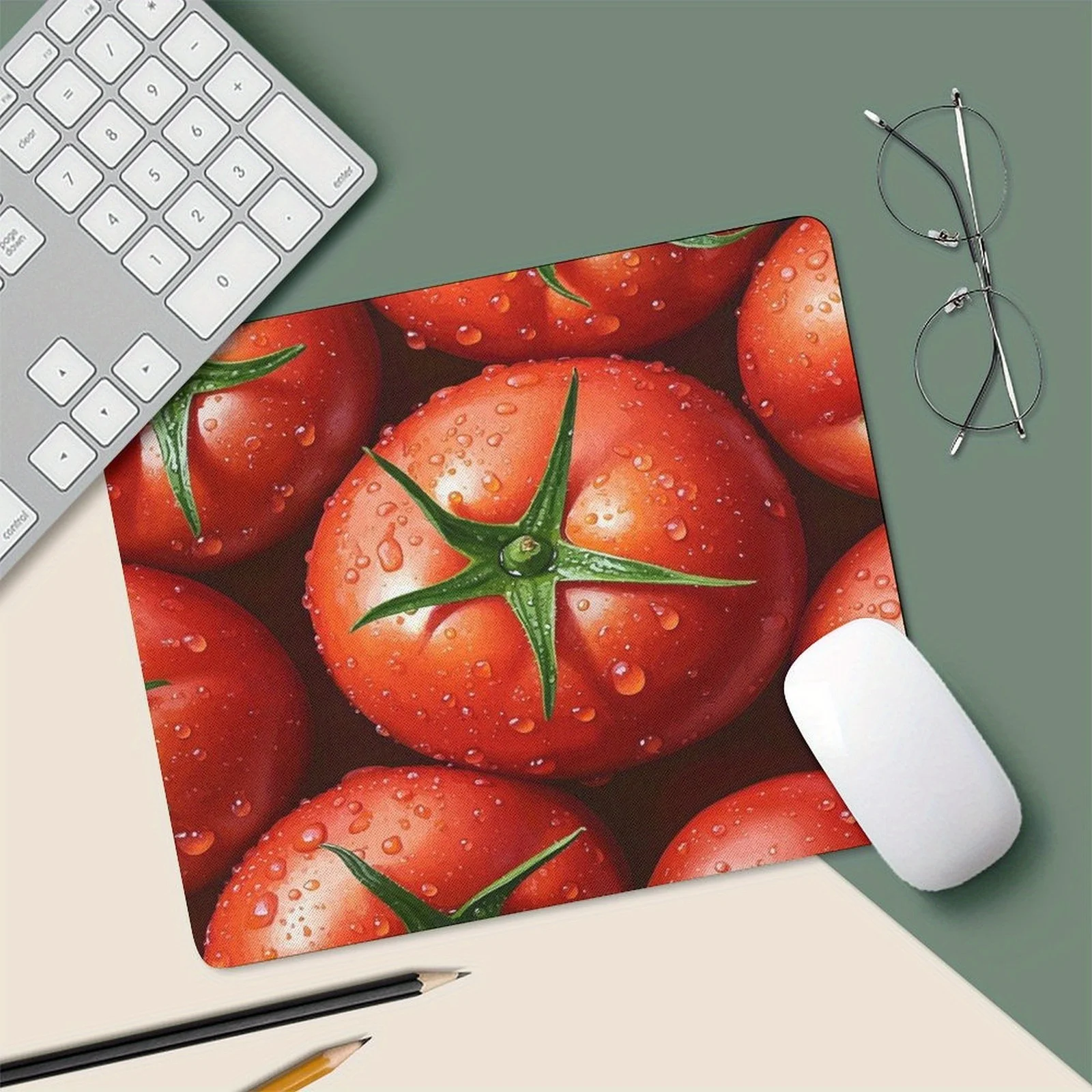 

The fresh tomato-designed mouse pad is a small-sized anti-slip computer game accessory suitable for gamers and families