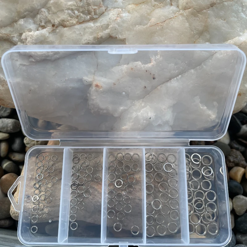 151 قطعة الفولاذ المقاوم للصدأ الصيد سبليت حلقة حلقة موصل مجموعة تضمين الفولاذ المقاوم للصدأ حلقة مفتوحة كماشة الصيد أداة الصيد