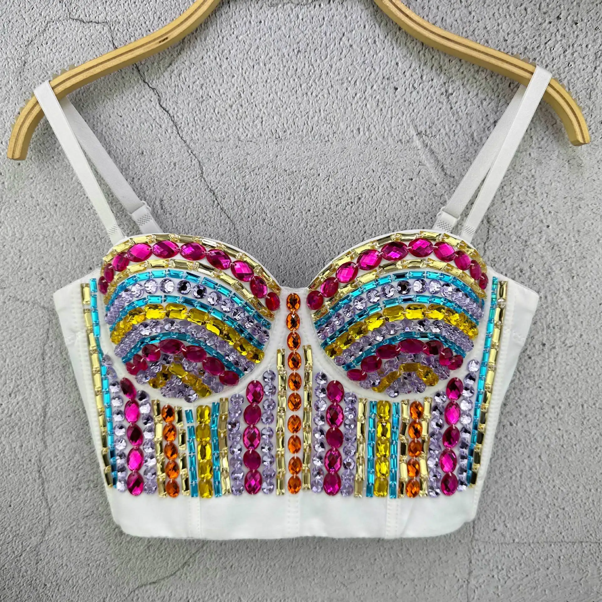 J75 高級下着美しいブラジャー女の子のためのキャミソール女性カラフルなアクリル素材ベスト甘い記憶クリスタルチューブトップ