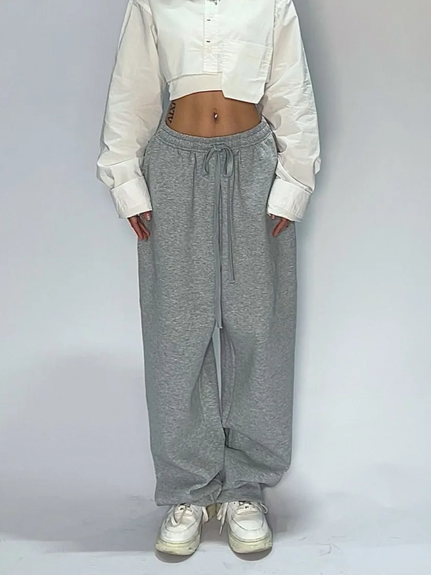 2025 American Spice Girl Casual Pants Summer New Solid Color Simple Trend Versatile Loose Jazz Street Dance Sweatpants