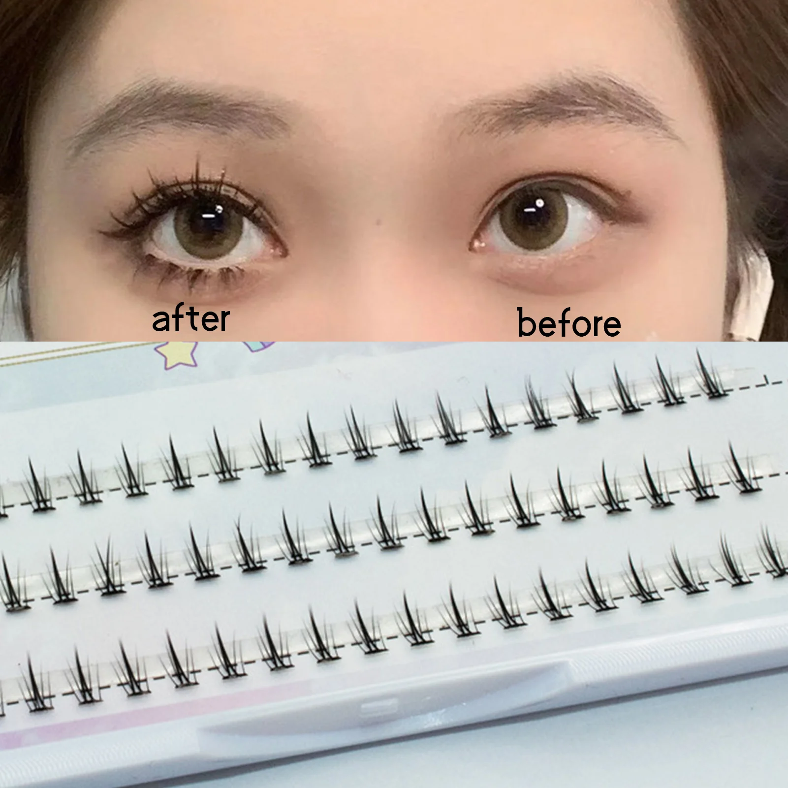 3 file di coda di pesce segmentata ciglia finte inferiori occhi dall'aspetto naturale più grande estensione ciglia sottili per strumenti di trucco di bellezza