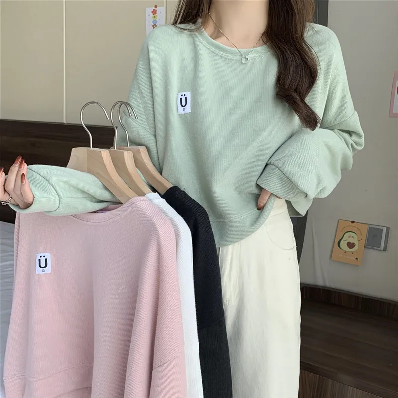 

spring autumn Hoodies letters Oversized Sweatshirt Women Korean casual Long Sleeve y2k crop Tops Harajuku Pullovers Streetwear