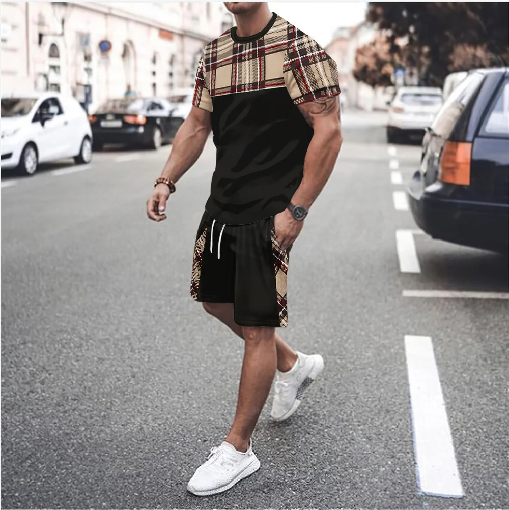 Sets Streetswear Male Tshirt Set Summer Beach Luxury 3D Printing Men Tracksuit Men\'s Oversized Clothing T-shirt Shorts Outfits