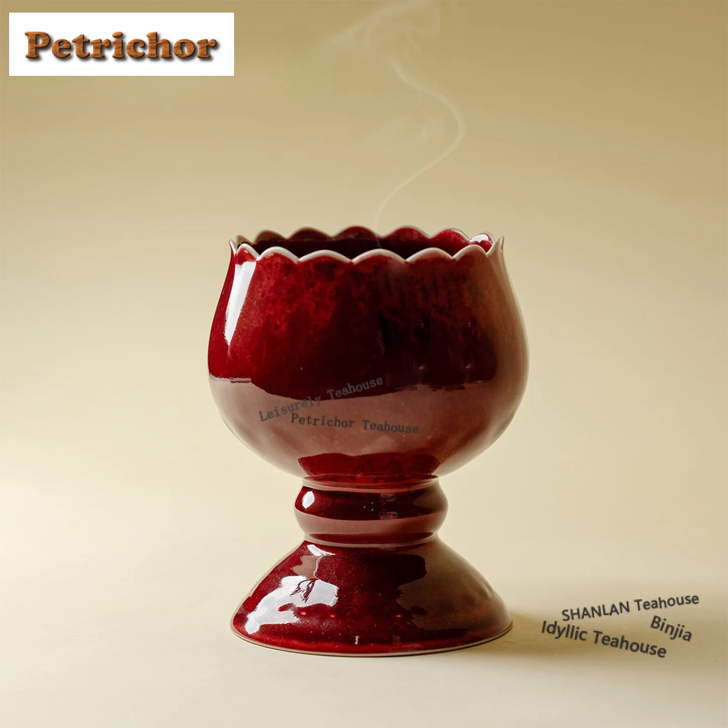 

Cowpea Red Kiln Fambe High Foot Incense Holder Water Fountain Decoration Incense Burners Aromatherapy Censer Tea Services Craft