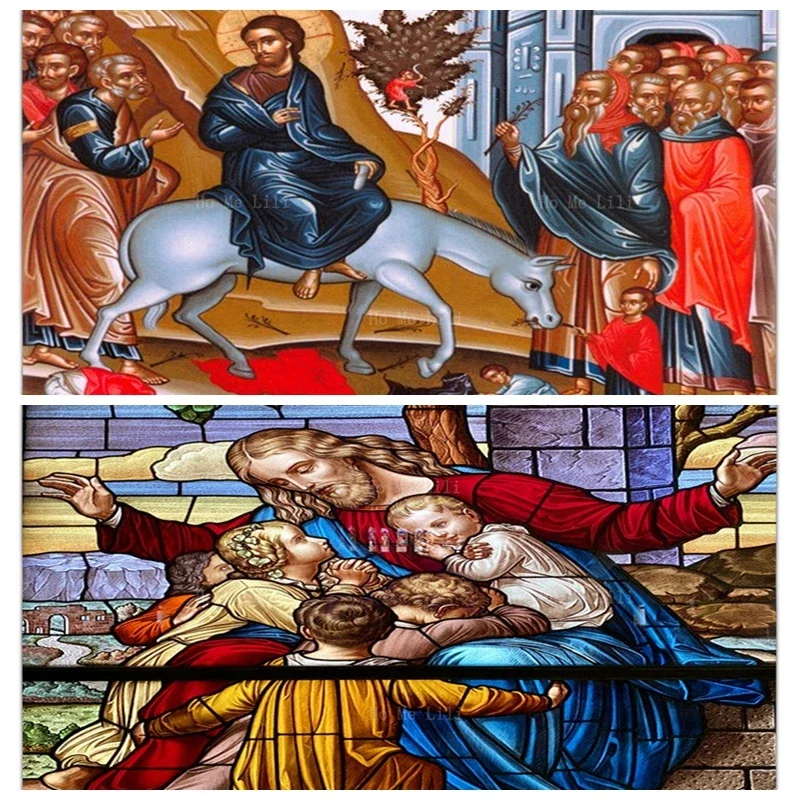 El signo de los señores entran en Jerusalén Cristo Triumphantly Lazarus resucitado Iglesia religión alfombras de franela de Ho Me Lili