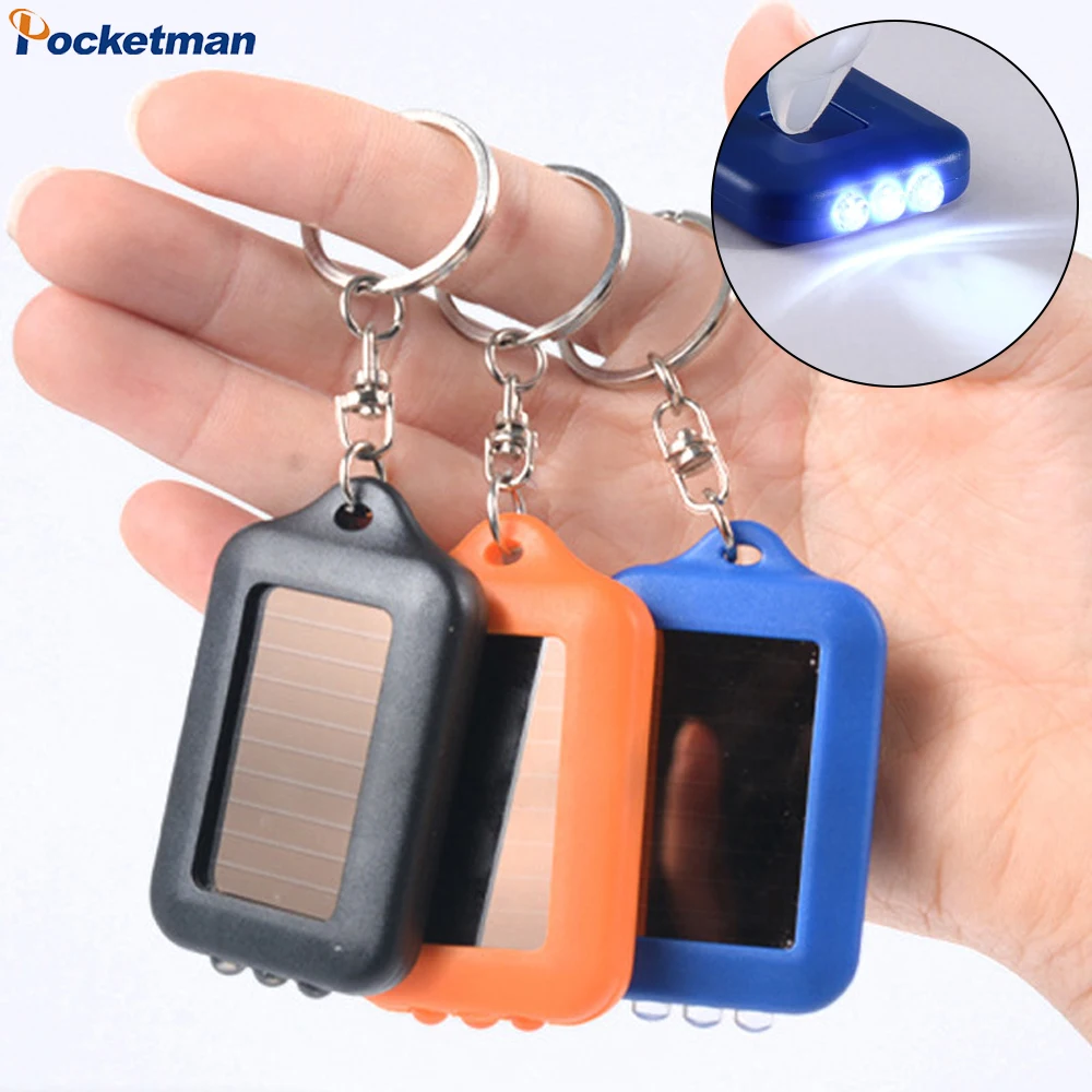Solar LED Keychain Flashlight Solar Charging Emergency Light Mini Flashlight Small Torch Pocket Keychain Lights