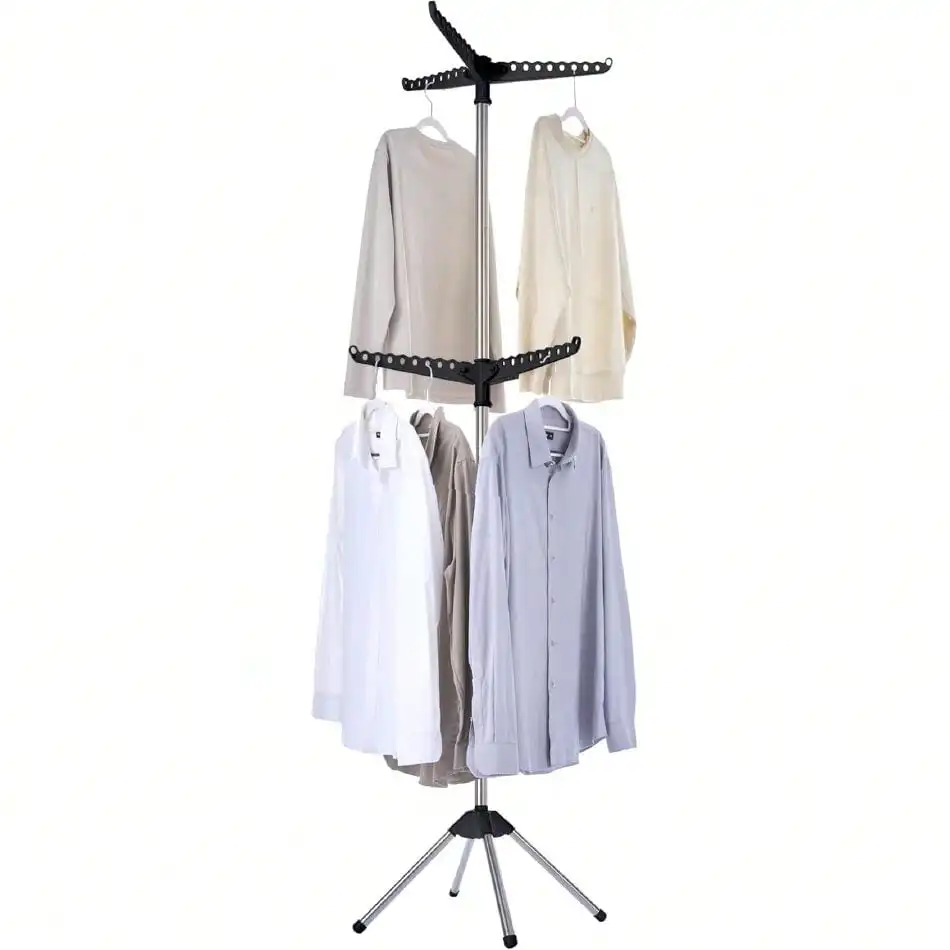 

Складная сушилка для одежды, 59-дюймовая напольная сушилка-тренога для белья с вращающейся вешалкой для 27 предметов одежды, для дома и спа-салона