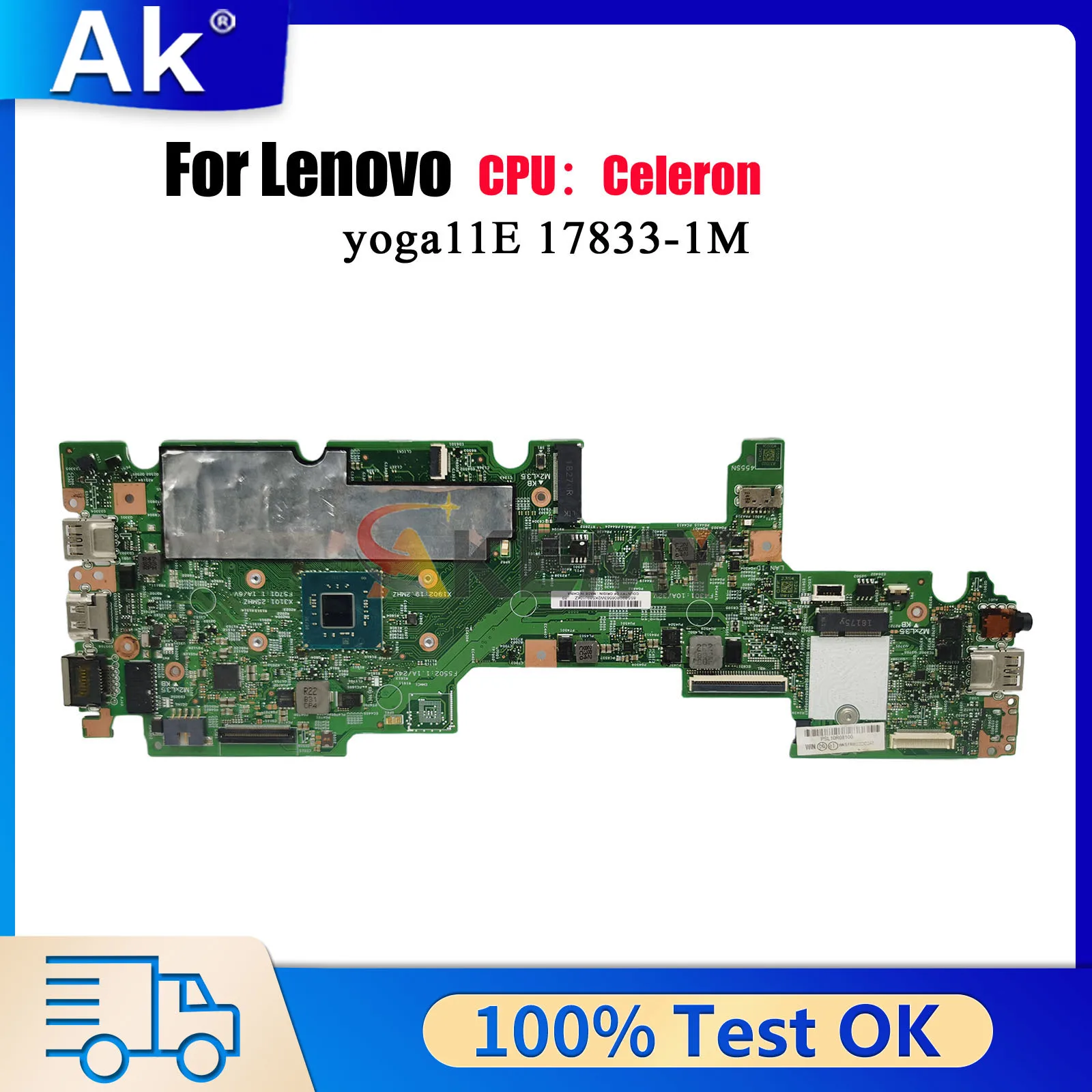 

С процессором N4100 N4200 N5000 N5030, 4 ГБ, 8 ГБ ОЗУ 17833-1M, материнская плата для ноутбука Lenovo Yoga 11E, 100% полностью протестирована