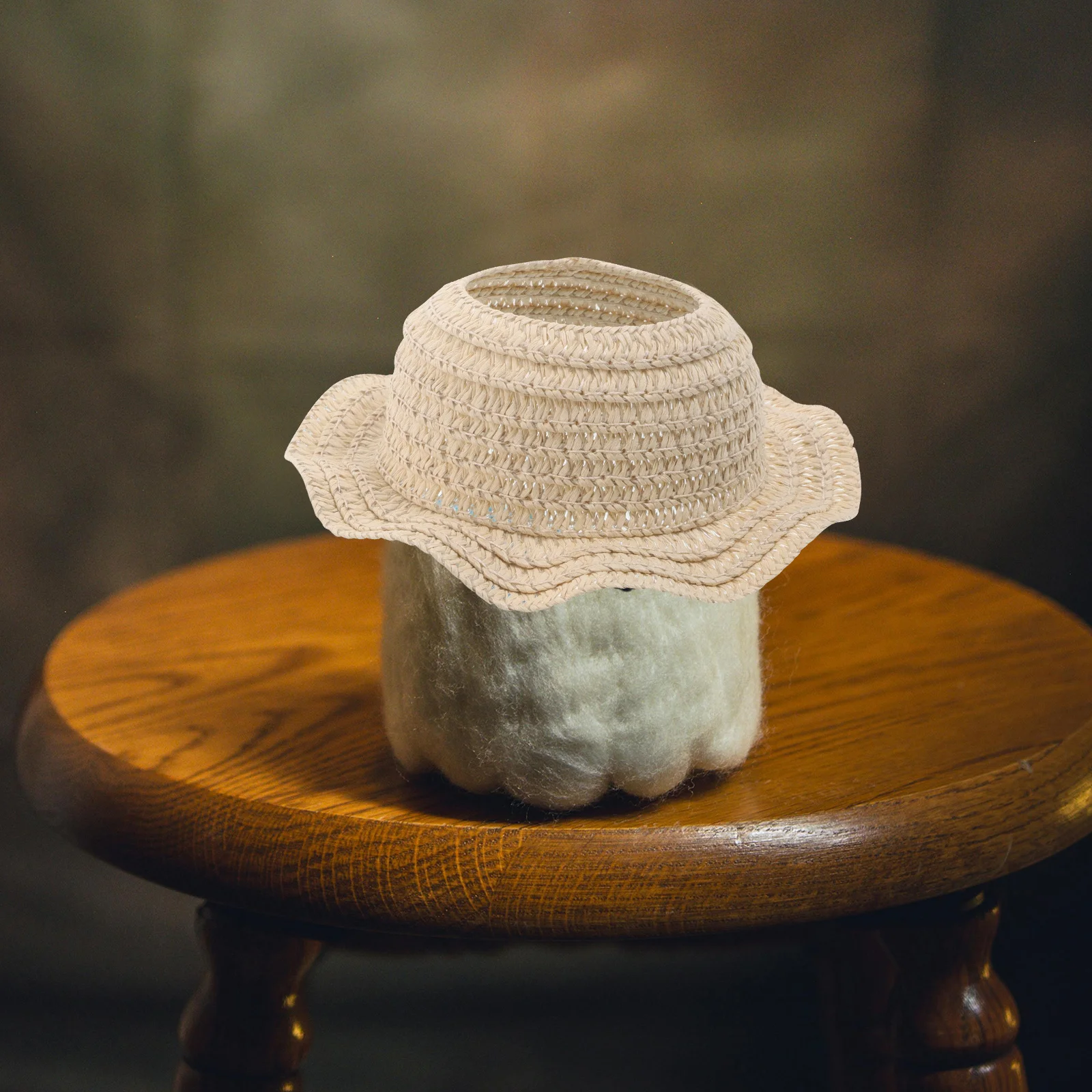 Chapeaux de paille au Crochet faits à la main, 3 pièces, Mini chapeaux de Protection solaire légers à dessus ouvert pour accessoires de déguisement de 17cm, chapeau au Crochet