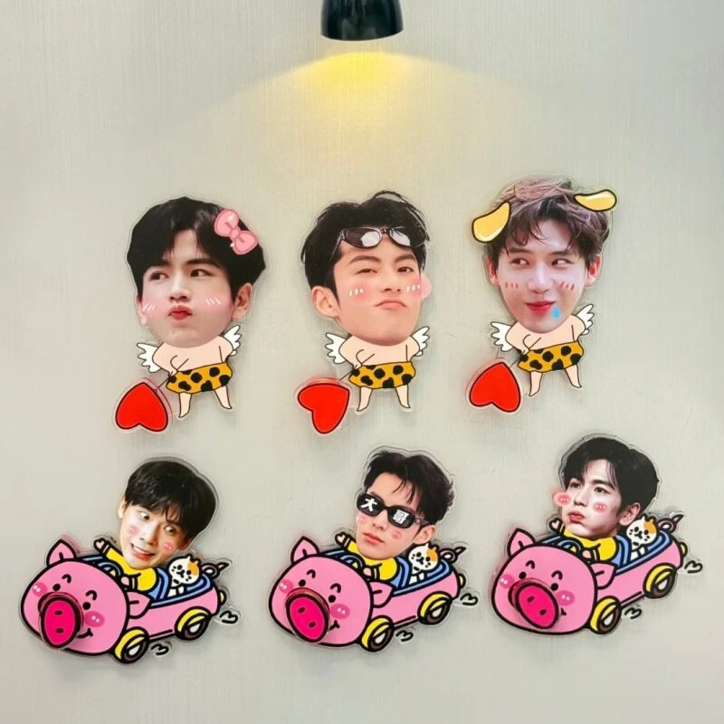 Wang Hedi Zhang Linghe Funny Big Head Rotating Refrigerator Sticker Acrylic Magnetic Suction Cute Celebrity Peripheral Support