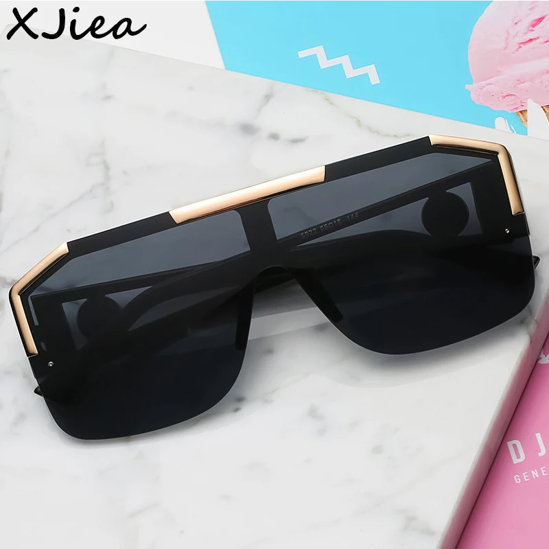 

XJiea Semi-Rimless Luxury Sunglasses For Men Brand Designer Oversized Rectangle Women's Sun Glasses Steampunk Outdoor Eyewear