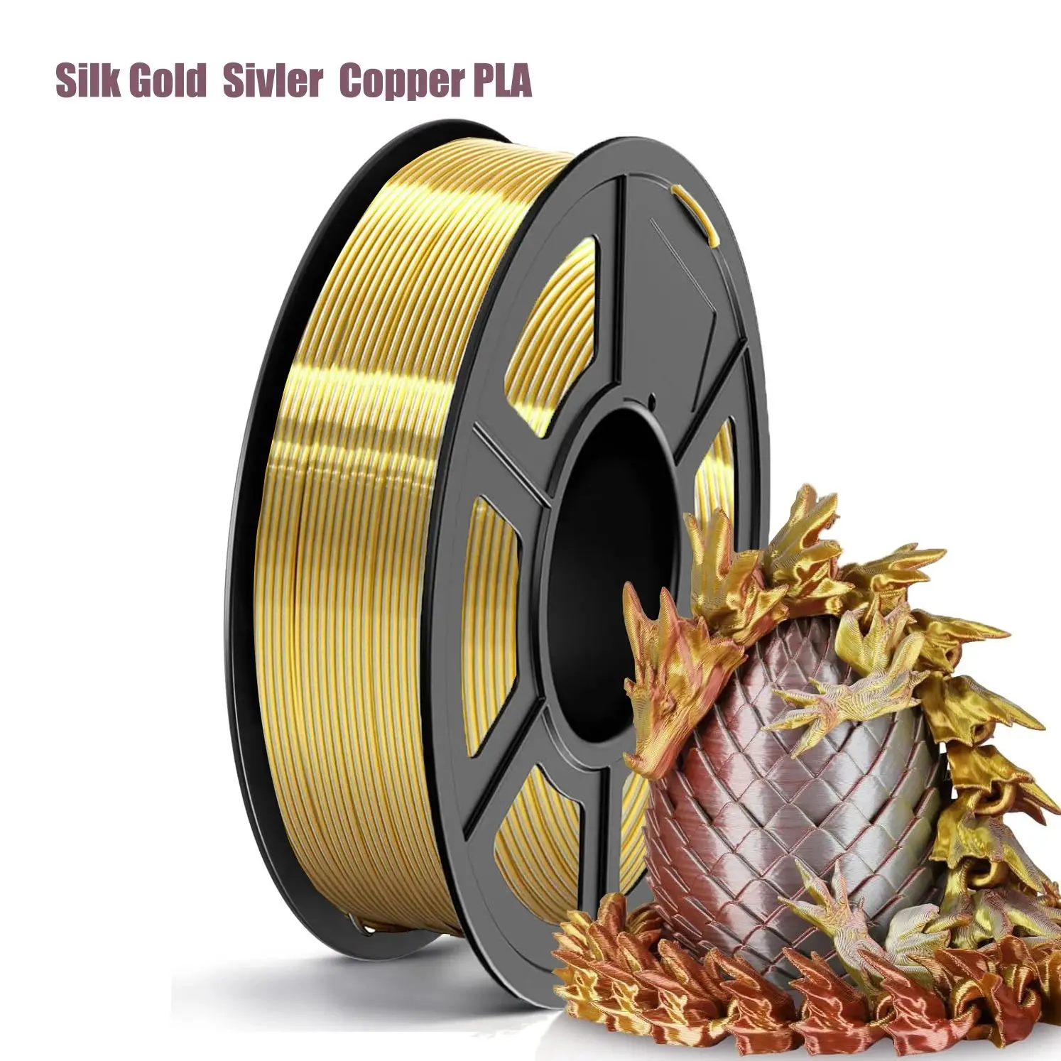 Silk Filament PLA 1.75mm Clog-Free Shiny 3D Printer Filament, 0.25kg Spool (0.44lbs), Dimensional Accuracy +/- 0.02 Mm