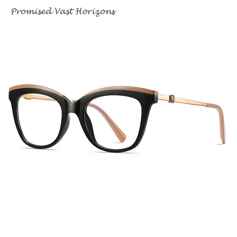 Lunettes bloquant la lumière bleue, Double couleur, monture TR90, branches métalliques, monture de lunettes Ins, grande monture à la mode, lentille Plano pour femme