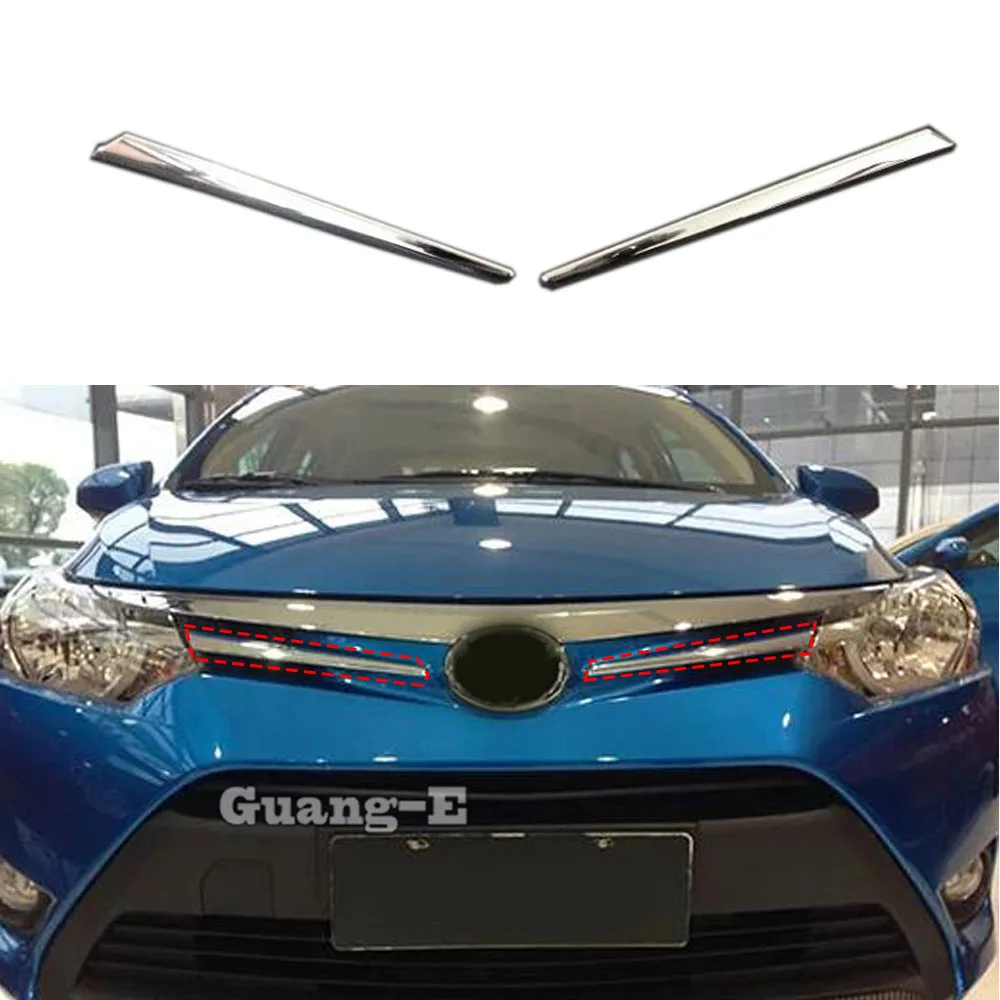 Car Cover Middle Trim ABS Chrome Front Racing Grid Grill Grille Molding Stick Frame For Toyota Vios/Yaris Sedan 2014 2015 2016