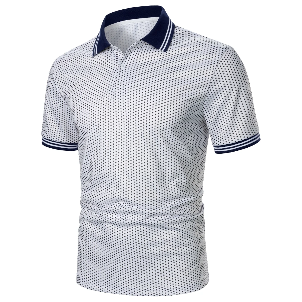 

Men's Short-Sleeved Polo Shirt Small Dot Print Casual Men's Polo Shirt Outdoor Sports Golf shirt Holiday Gifts Men's Polo Shirt