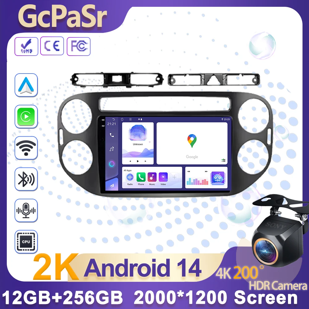 

Android 14 Auto Carplay For VW Volkswagen Tiguan 1 NF 2006 2008-2012 2013 2014 2015 2016 Car Radio Multimedia GPS Player Ster