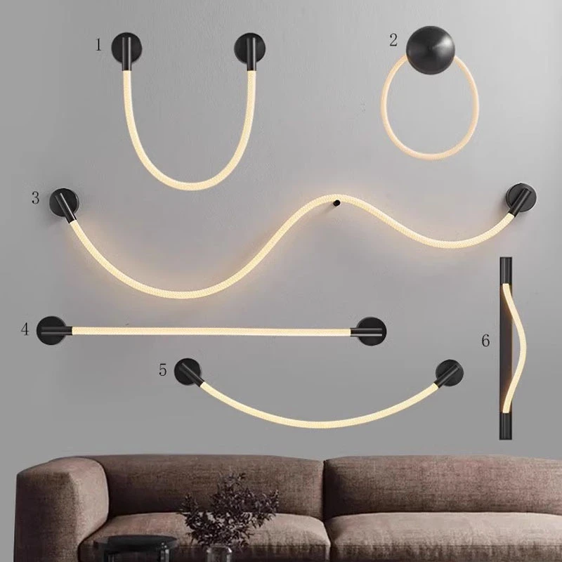 Modern Woven thread Wall Lamp Led Living Room Bedroom Hotel Wall Light Sconce Long Line Soft Wall Mount Atmosphere Light Home