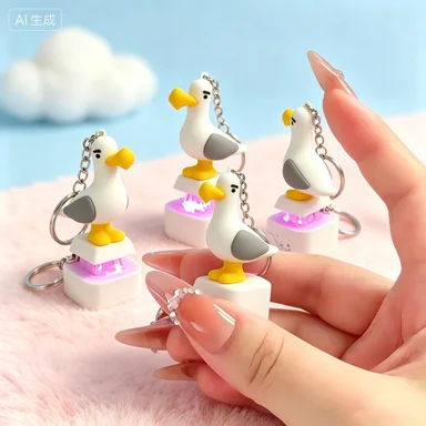 3pcsRechargeable Seagull Voice Sound Light Button Keychain Fidget Stress Relief Toy