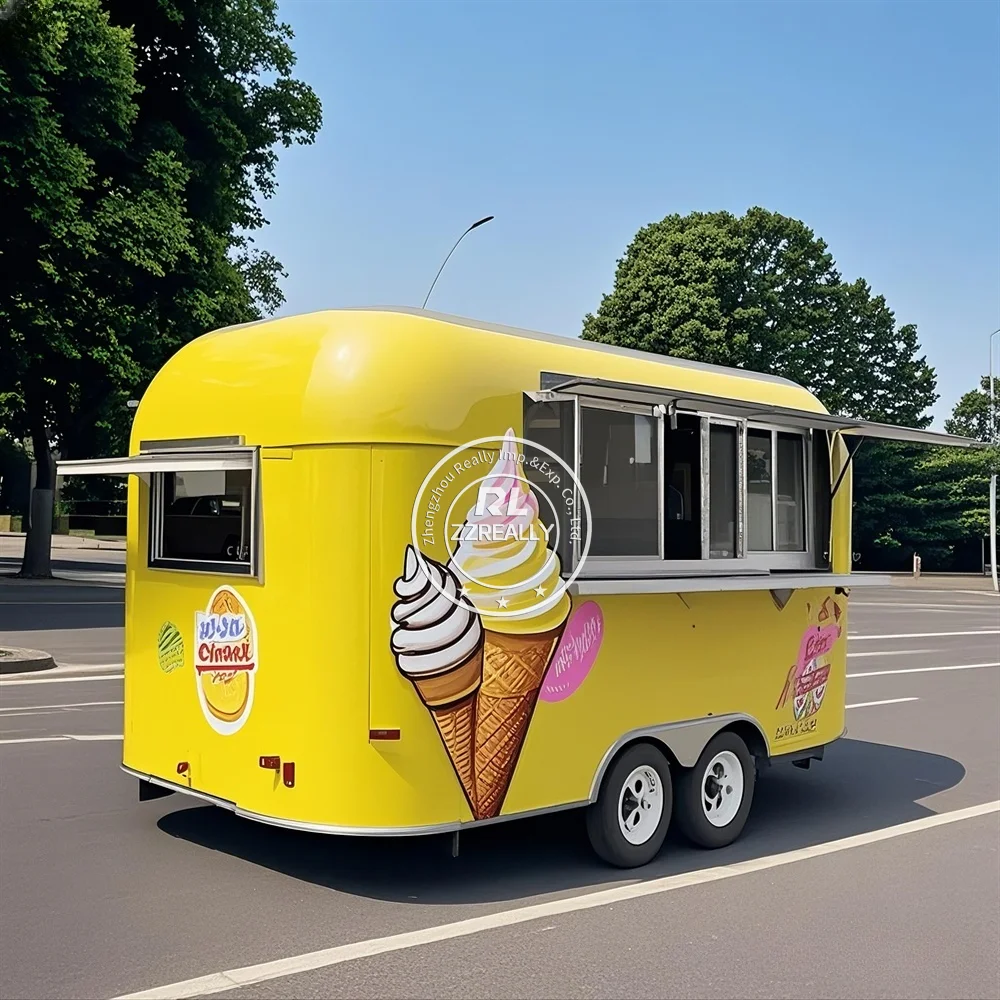 

Street Food Trailer Mobile Kitchen Coffee Pizza Kiosk Snack Fast Food Truck Customized Size Logo Cart With Equipment