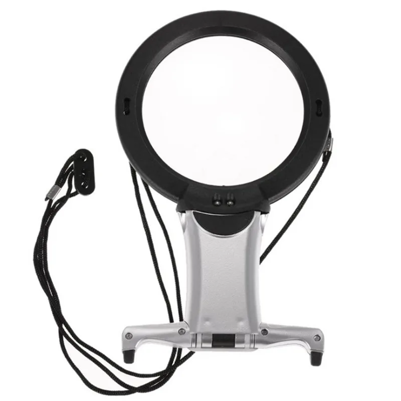 2X 6X LED lente d\'ingrandimento a mani libere illuminata lente d\'ingrandimento collo appeso/strumento da tavolo per anziani cucito ricamo a punto