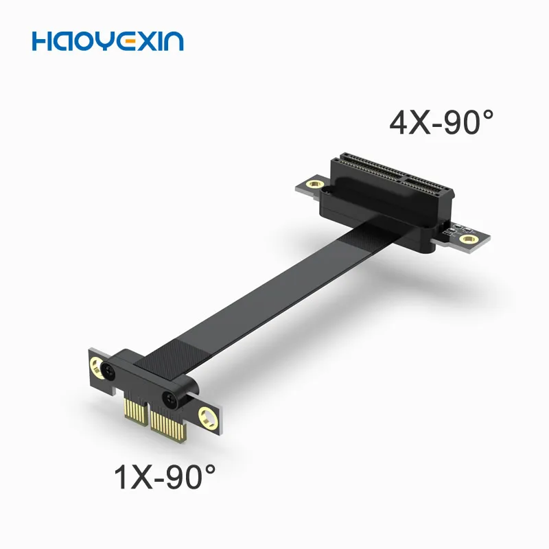 PCI-E X1 PCI Express 1X TO 4X  Riser Extension Ribbon Cable Gold-plated Connector Dual Vertical 90 Right Angle for 1U 2U PCIE3.0