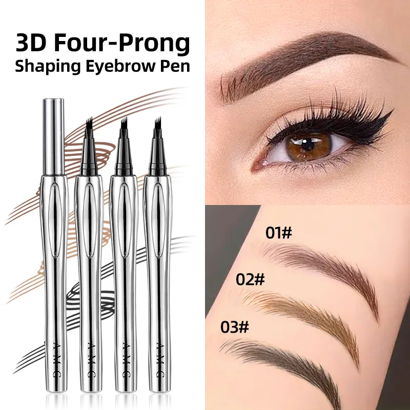 4-Point Liquid Eyebrow Pencils Outline Wild Eyebrow Easy To Wear Microblade Brow&Eyeliners Pens Cosmetics Waterproof Sweat-proof