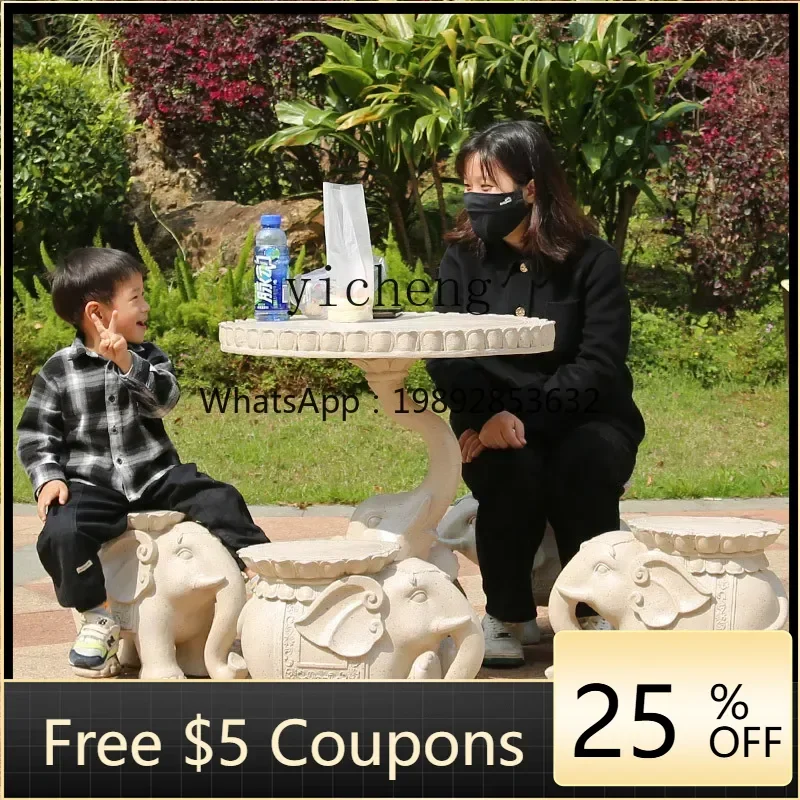 U7 FRP tables and chairs outdoor decoration community simulation elephant stool ornament