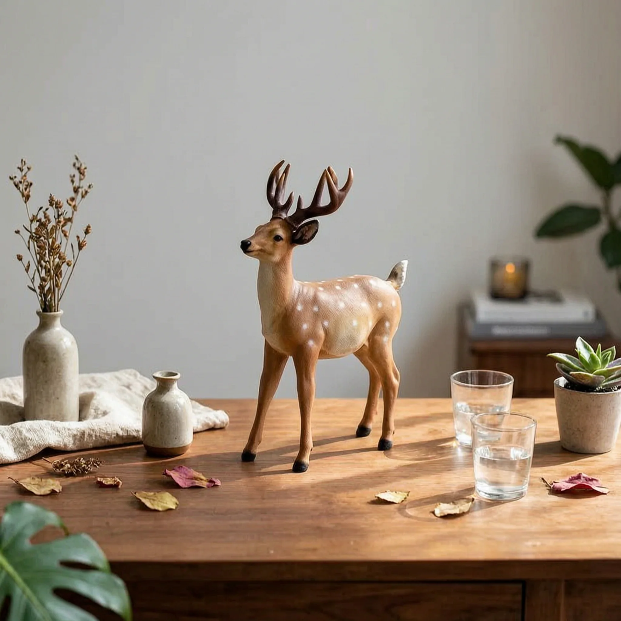 Deer Garden Statue Decorative Deer Statue Animal Figure Lawn Ornament Naturalistic for Nature Lovers, Courtyard