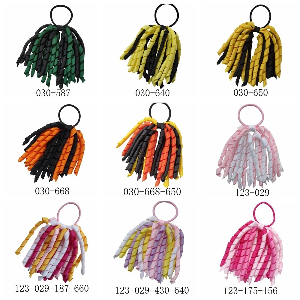 

Girl 5Inch Korker Elastic Hair Band Ties Clip Ponytail Holders Curly Ribbons Corker Bobbles Bows School Boosters Flowers 10PCS