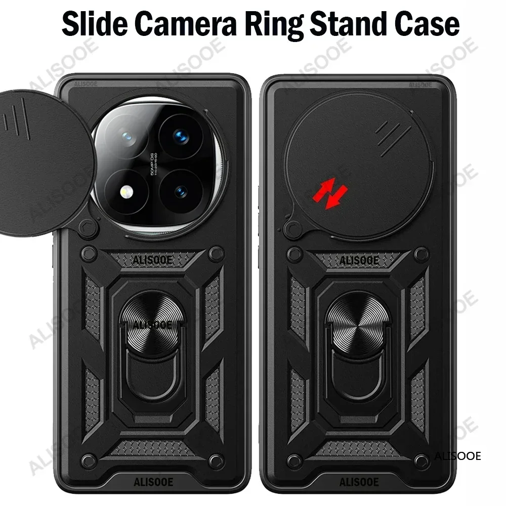Funda for Redmi Note 14 Pro / 14 Pro Plus 5G Case Armor Slide Camera Ring Stand Protect Cover for Xiaomi Redmi Note 14 5G Capa image 4