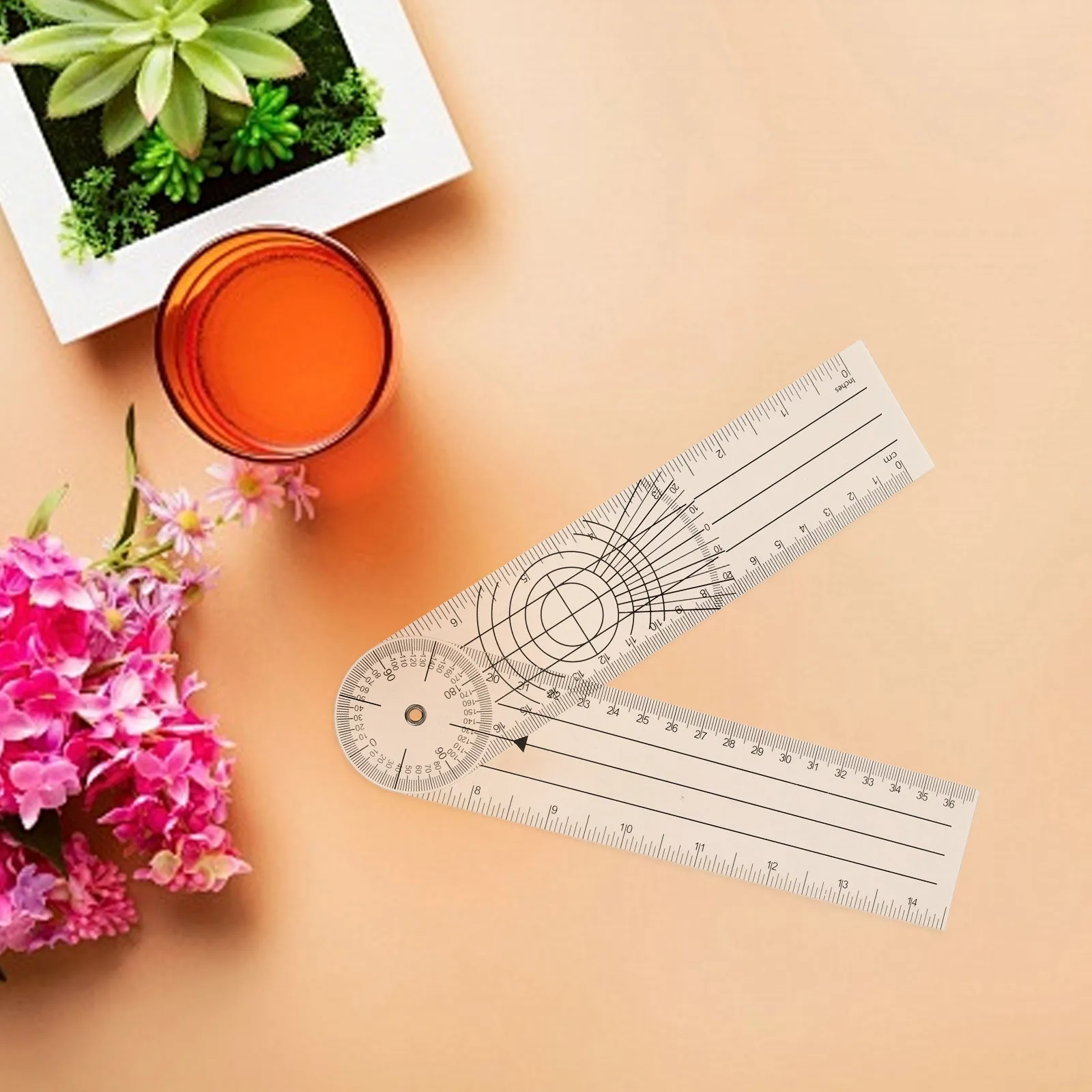 4Pcs Angle Protractor Transparent Plastic Semi-Circular Foldable Multifunctional Measuring Tool for Professional Use Architects