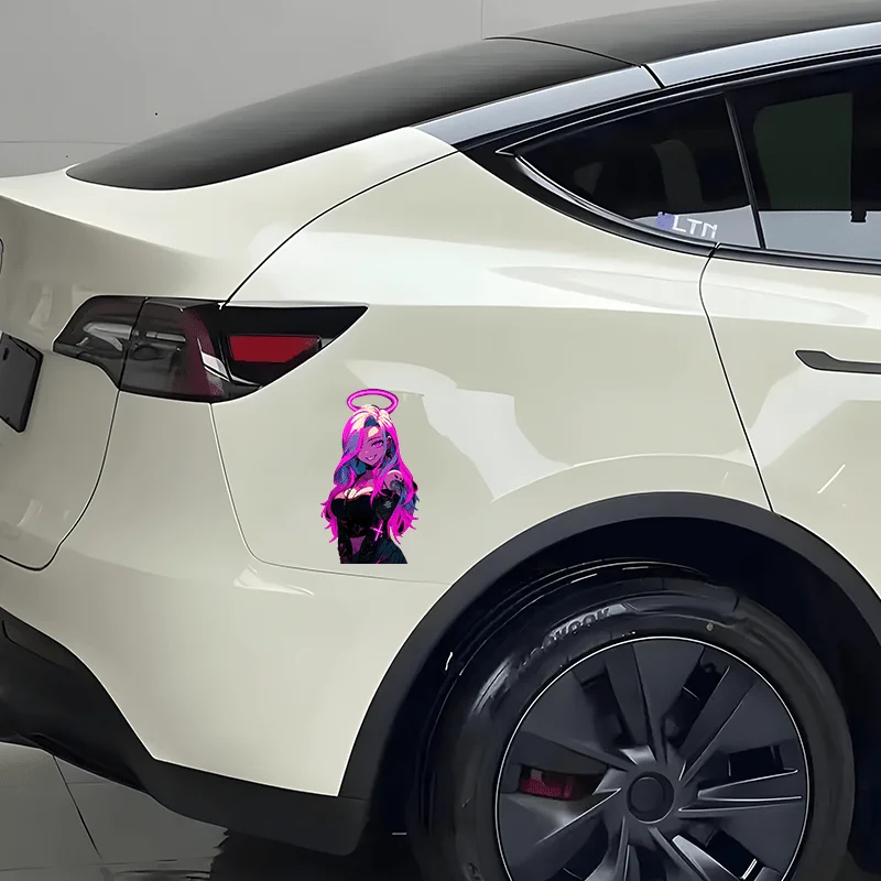 1PC ネオンアニメガールステッカー オートバイ車スタイリング装飾用 サイバーパンクテーマデカールアクセサリー