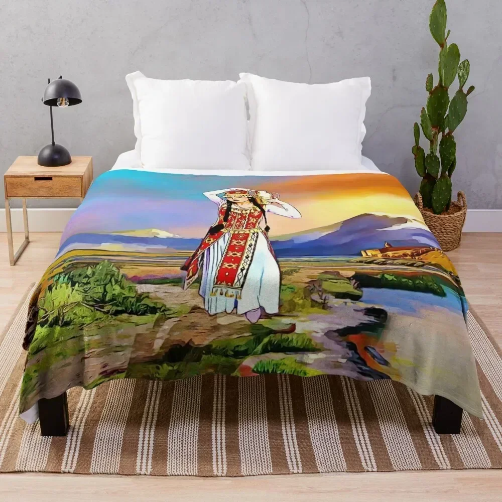 The Masis Ararat Lady Armenia Throw Blanket funny gift Blankets Sofas Of Decoration Multi-Purpose for babies Blankets