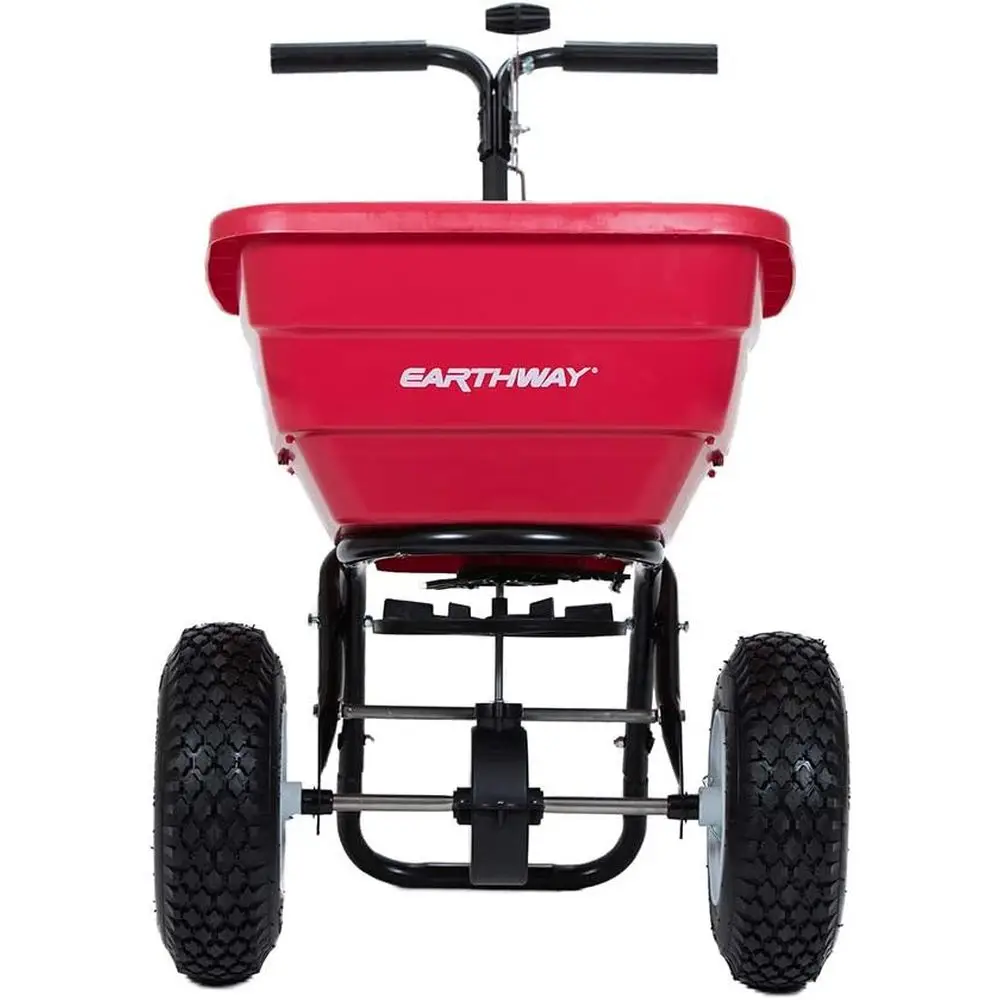 

80lb Capacity Commercial Lawn Spreader, Aerator, and Fertilizer Dispenser for Homeowners - Pneumatic Tires, Rust-Resistant Poly