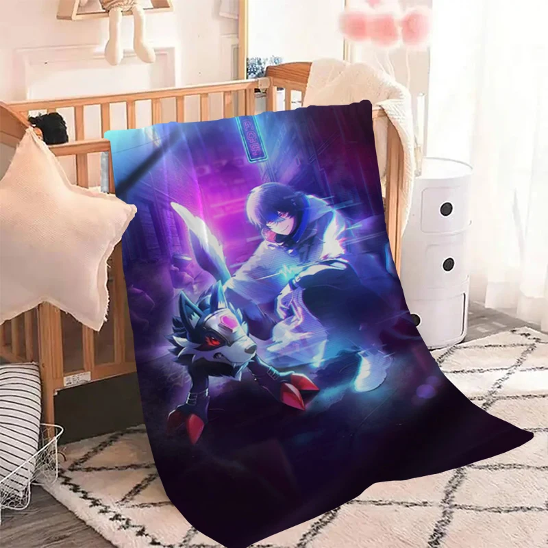 

Digimon Anime Throw Fleece Blanket Fluffy Bed Blankets for Decorative Sofa Microfiber Bedding Knee Double Soft Nap & Throws Home